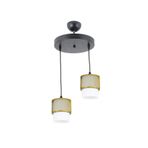 Lambadar Ikili Beyaz Cam Kafes Model Modern Sarkıt Avize Gold Tek Ebat 3540-2Goldyuvkafesbeyazcam