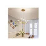 Lambadar Ikili Halka Model Sarkıt Modern Led Beyaz Işık Ultra Power Led Avize Salon Mutfak Oda Ledli Avize Gold Tek Ebat 40 X 70 0011-Halka-40-30-Gold-Sarkit