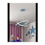 Lambadar Ikili Halka Model Sarkıt Modern Led Beyaz Işık Ultra Power Led Avize Salon Mutfak Oda Ledli Avize Mavi Tek Ebat 40 X 70 0011-Halka-40-30-Mavi-Sarkit