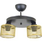 Lambadar Ikili Kafes Model Modern Plafonyer Avize - Siyah - Gold - 2