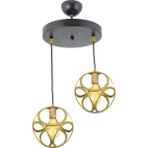 Lambadar Ikili Modern Çember Küp Model Sarkıt Avize - Gold - 2
