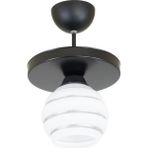 Lambadar Ikili Özel Şeritli Cam Model Modern Plafonyer Avize - Siyah - Gümüş - 1