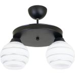 Lambadar Ikili Özel Şeritli Cam Model Modern Plafonyer Avize - Siyah - Gümüş - 2