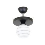 Lambadar Ikili Özel Şeritli Cam Model Modern Plafonyer Avize Siyah Tek Ebat 3549-1Blkyuvgumus