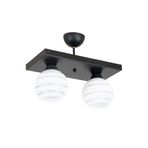Lambadar Ikili Özel Şeritli Cam Model Modern Plafonyer Avize Siyah_1 Tek Ebat 3549-2Blkdikgumus
