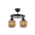 Lambadar Modern Bal Camlı Model Ikili Yuvarlak Plafonyer Avize Salon Mutfak Yatak Odası Hol Siyah2Yuv Tek Ebat 30 X 30 3551-2Blkyuv-2046B62