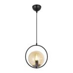 Lambadar Modern Bal Glop Camlı Daire Model Tekli Siyah Sarkıt Avize