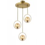 Lambadar Modern Bal Glop Camlı Daire Model Üçlü Gold Sarkıt Avize