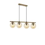 Lambadar Modern Bal Glop Camlı Sıralı Dörtlü Gold Sarkıt Avize Gold Tek Ebat 0091-4Goldglopbalcam