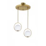 Lambadar Modern Beyaz Glop Camlı Daire Model Ikili Gold Sarkıt Avize