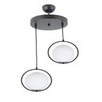Lambadar Modern Beyaz Glop Camlı Daire Model Ikili Siyah Sarkıt Avize Siyah1 Tek Ebat 0040-2Blkglopbeyazcam