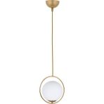 Lambadar Modern Beyaz Glop Camlı Daire Model Tekli Gold Sarkıt Avize - Gold - Beyaz - 1