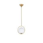 Lambadar Modern Beyaz Glop Camlı Daire Model Tekli Gold Sarkıt Avize Gold Tek Ebat 35 X 90 0040-1Goldglopbeyazcam