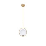 Lambadar Modern Beyaz Glop Camlı Daire Model Tekli Gold Sarkıt Avize