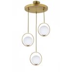 Lambadar Modern Beyaz Glop Camlı Daire Model Üçlü Gold Sarkıt Avize