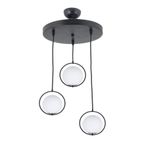 Lambadar Modern Beyaz Glop Camlı Daire Model Üçlü Siyah Sarkıt Avize Siyah3 Tek Ebat 0040-3Blkglopbeyazcam