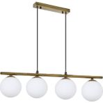 Lambadar Modern Beyaz Glop Camlı Sıralı Dörtlü Gold Sarkıt Avize - Gold - Beyaz - 4