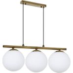 Lambadar Modern Beyaz Glop Camlı Sıralı Üçlü Gold Sarkıt Avize - Gold - Beyaz - 3