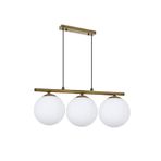 Lambadar Modern Beyaz Glop Camlı Sıralı Üçlü Gold Sarkıt Avize Gold3 Tek Ebat 0091-3Goldglopbeyazcam