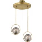 Lambadar Modern Füme Glop Camlı Daire Model Ikili Gold Sarkıt Avize - Gold - Füme - 2