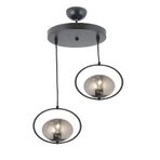 Lambadar Modern Füme Glop Camlı Daire Model Ikili Siyah Sarkıt Avize Siyah1 Tek Ebat 0040-2Blkglopfümecam