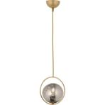 Lambadar Modern Füme Glop Camlı Daire Model Tekli Gold Sarkıt Avize - Gold - Füme - 1