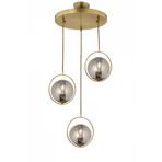 Lambadar Modern Füme Glop Camlı Daire Model Üçlü Gold Sarkıt Avize Gold Tek Ebat 0040-3Goldglopfümecam