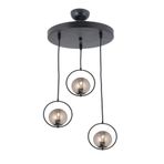 Lambadar Modern Füme Glop Camlı Daire Model Üçlü Siyah Sarkıt Avize Siyah2 Tek Ebat 0040-3Blkglopfümecam
