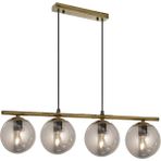 Lambadar Modern Füme Glop Camlı Sıralı Dörtlü Gold Sarkıt Avize - Gold - Füme - 4