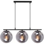 Lambadar Modern Füme Glop Camlı Sıralı Üçlü Siyah Sarkıt Avize - Siyah - Füme - 3