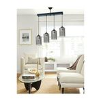 Lambadar Modern Spor Model Dörtlü Füme Hakiki Cam Sarkıt Avize Siyah1 Tek Ebat 35 X 90 3568-4Blkdikfümecam