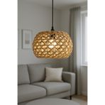 Lambadar Ring Model Tekli Rattan Bambu Modern Tasarım İskandinav Bohem Sarkıt Avize