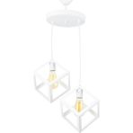 LAMBADAR RUSTİK RETRO MODEL GEOMETRİK SARKIT METAL KÜP AVİZE (beyaz)