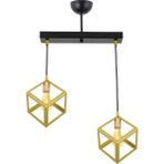 Lambadar Rustik Retro Model Geometrik Sarkıt Metal Küp Avize - Gold - 2