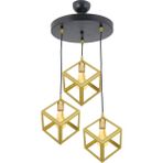 Lambadar Rustik Retro Model Geometrik Sarkıt Metal Küp Avize - Gold - 3