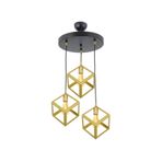 Lambadar Rustik Retro Model Geometrik Sarkıt Metal Küp Avize Gold Tek Ebat Unisex 3528-3Goldyuv