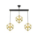 Lambadar Rustik Retro Model Geometrik Sarkıt Metal Küp Avize Gold_2 Tek Ebat Unisex 3528-3Golddik