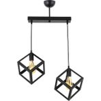 Lambadar Rustik Retro Model Geometrik Sarkıt Metal Küp Avize - Siyah - 2
