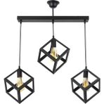 Lambadar Rustik Retro Model Geometrik Sarkıt Metal Küp Avize - Siyah - 3