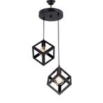 Lambadar Rustik Retro Model Geometrik Sarkıt Metal Küp Avize - Siyah