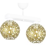 Lambadar Selçuklu Top Motif Yıldız Ferforje Model Retro Rustik Plafonyer Avize - Beyaz - Gold - 2