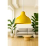 Lambadar Shine Metal Tekli Sarı Sarkıt Avize Retro Rustik Model Modern Endüstriyel Mufak Hol Ofis Cafe Avize