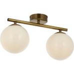 Lambadar Spor Plafonyer Model Modern Glop Beyaz Camlı Ikili Avize - Gold - Beyaz - 2