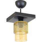 Lambadar Tekli Bal Cam Kafes Model Modern Plafonyer Avize - Siyah - Eskitme Beyaz - 1