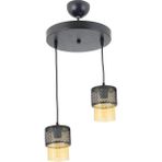 Lambadar Tekli Bal Cam Kafes Model Modern Sarkıt Avize - Siyah - Bal Rengi - 2