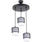Lambadar Tekli Beyaz Cam Kafes Model Modern Sarkıt Avize - Siyah - Beyaz - 3