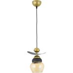 Lambadar Tekli Modern Tarz Kayık Model Metal Camlı Sarkıt Avize - Bal Rengi