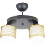 Lambadar Üçlü Beyaz Cam Kafes Model Modern Plafonyer Avize - Siyah - Eskitme Beyaz - 2