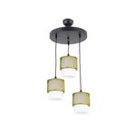 Lambadar Üçlü Beyaz Cam Kafes Model Modern Sarkıt Avize Gold Tek Ebat 3540-3Goldyuvkafesbeyazcam