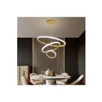 Lambadar Üçlü Halka Model Sarkıt Modern Led Beyaz Işık Ultra Power Led Avize Salon Mutfak Oda Ledli Avize Gold Tek Ebat 50 X 70 0011-Halka50-40-30-Gold-Sarkit